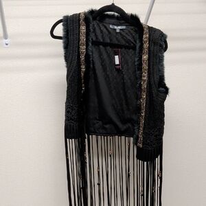 Miss Me Black Vest with Beaded Accents